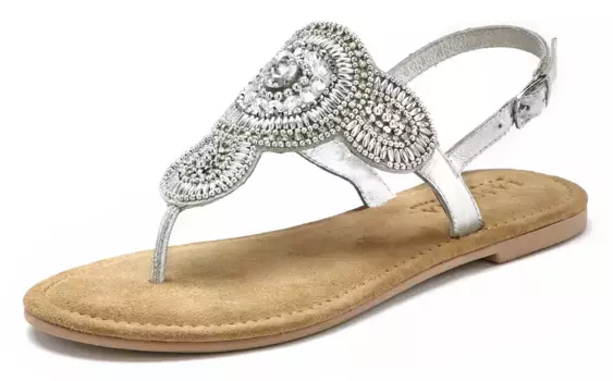 Босоножки LASCANA с изысканным декором и стелькой из мягкой кожи, серебристый