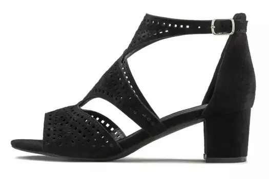 Босоножки LASCANA с ремешками, босоножки, летние туфли с вырезами и удобные туфли VEGAN на блочном каблуке, черный