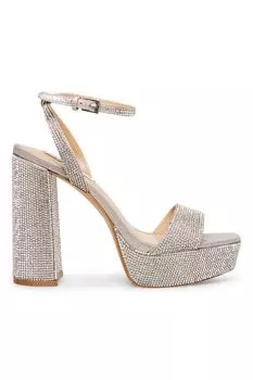 Босоножки Lessa-R на высоком каблуке с декоративными камнями Steve Madden, серебряный