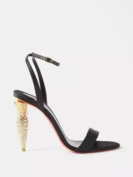Босоножки lipstrass queen 100 из шелкового атласа Christian Louboutin, черный