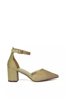 Босоножки-лодочки 'Bronte' с острым носком и ремешками на среднем каблуке XY London, золото