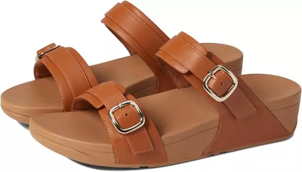 Босоножки Lulu Adjustable Leather Slides Buckle FitFlop, цвет Light Tan