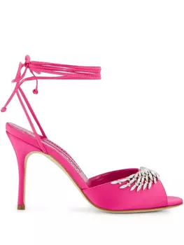 Босоножки Manolo Blahnik Plumena 90 мм, розовый