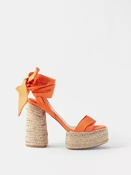 Босоножки mariza du dsert 130 на платформе из парусины Christian Louboutin, оранжевый