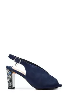 Босоножки Melonie на высоком каблуке с открытыми носками и украшениями Moda In Pelle, синий