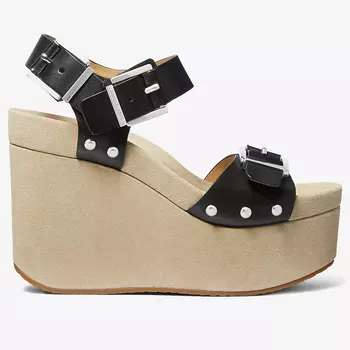 Босоножки Michael Michael Kors Colby Leather Wedge, черный/бежевый