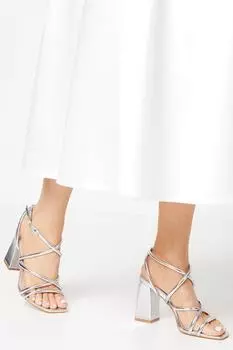 Босоножки Molly на блочном каблуке с ремешками Oasis, серебро