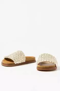 Босоножки-Мюли из плетеной кожи золотистого цвета Oliver Bonas, желтый