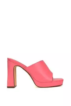 Босоножки-мюли 'Presley' на высоком каблуке и платформе с квадратным носком и ремешками XY London, розовый