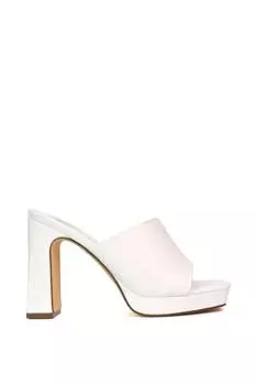 Босоножки-мюли 'Presley' на высоком каблуке и платформе с квадратным носком и ремешками XY London, белый