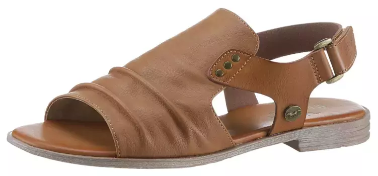 Босоножки Mustang Shoes с ремешками, летние туфли, босоножки, каблук-блок, с застежкой-липучкой, цвет Cognac