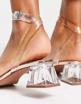 Босоножки на блочном каблуке ASOS DESIGN Hopeful из прозрачного и розового золота