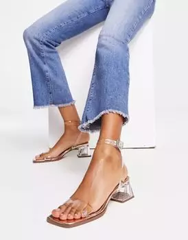 Босоножки на блочном каблуке ASOS Hopeful из прозрачного и розового золота