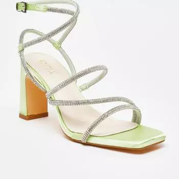 Босоножки на блочном каблуке с ромбовидными ремешками Quiz, зеленый