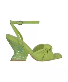 Босоножки на изогнутом каблуке со стразами Alma En Pena, зеленый