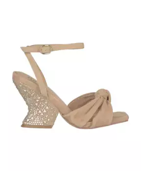 Босоножки на изогнутом каблуке со стразами Alma En Pena, бежевый