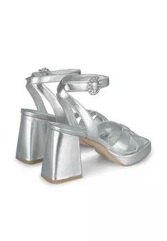 Босоножки на каблуке Alma en Pena, серебро