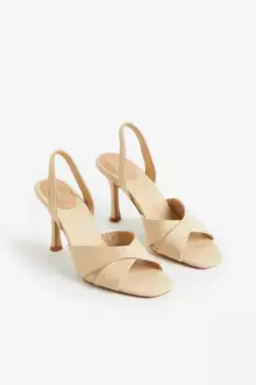 Босоножки на каблуке H&M, бежевый