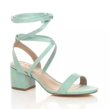 Босоножки на каблуке из искусственной замши на среднем блочном каблуке с завязками AJVANI, зеленый