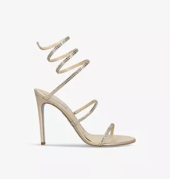 Босоножки на каблуке из кожи с кристаллами Cleo ii 105 Rene Caovilla, золотой