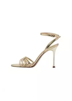 Босоножки на каблуке Mango, золотой