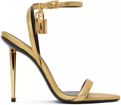 Босоножки на каблуке Padlock Pointy Naked TOM FORD, Gold