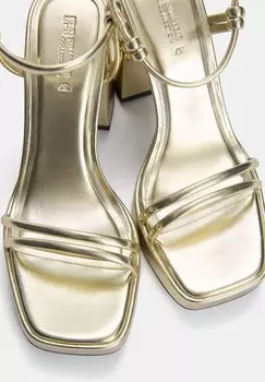 Босоножки на каблуке PULL&BEAR, золотой