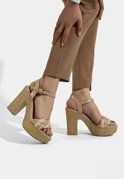 Босоножки на каблуке Queen Helena, бежевый