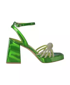 Босоножки на каблуке с узлом и стразами Alma En Pena, зеленый