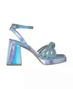 Босоножки на каблуке с узлом и стразами Alma En Pena, синий