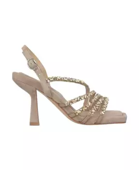 Босоножки на каблуке со стразами и ремешками Alma En Pena, коричневый