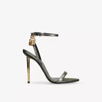 Босоножки на каблуке Tom Ford Padlock из кожи с металлическими элементами, золотой