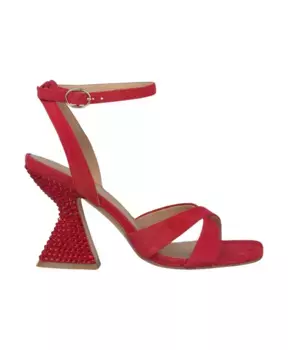 Босоножки на каблуке украшенные стразами Alma En Pena, красный