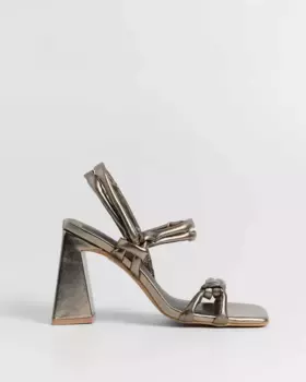 Босоножки на квадратном каблуке с мягкими завязанными ремешками Mim, золотой