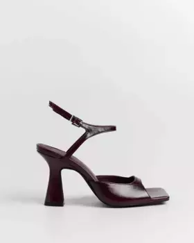 Босоножки на квадратном каблуке с застежкой-ремешком Mim, бордовый