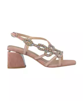 Босоножки на квадратном каблуке со стразами Alma En Pena, розовый
