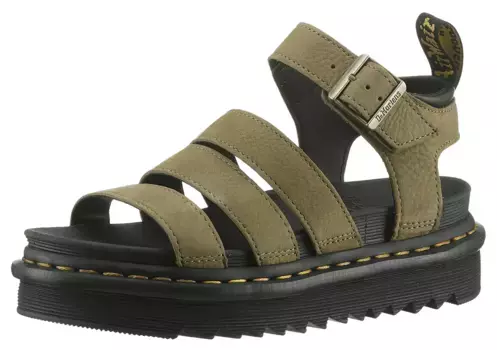 Босоножки на платформе DR. MARTENS "Blaire Hydro", летняя обувь, босоножки, каблук на платформе, застежка-пряжка, оливковый