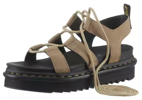 Босоножки на платформе DR. MARTENS "Nartilla Hydro", летняя обувь, босоножки, каблук-платформа, с изысканной шнуровкой, цвет Savanna Tan