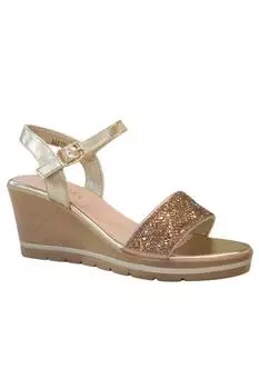 Босоножки на платформе и платформе с блестящими блестящими стразами и пряжкой IVACHY, золото