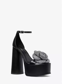 Босоножки на платформе из кожи с кристаллами Elodie Michael Kors, черный