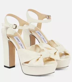 Босоножки на платформе из лакированной кожи Heloise 120 Jimmy Choo, белый