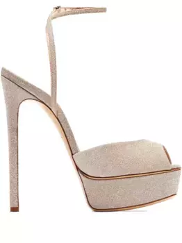 Босоножки на платформе с блестками Casadei, нейтральный