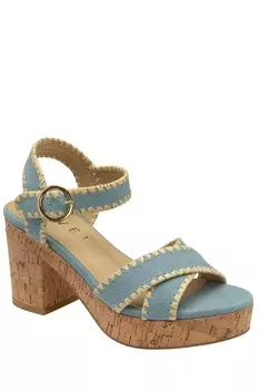 Босоножки на платформе с перекрещенными ремешками Ravel, синий