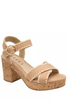 Босоножки на платформе с перекрещенными ремешками Ravel, бежевый