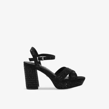 Босоножки на платформе с плетеным каблуком, украшенные бисером Fleur Kg Kurt Geiger, черный