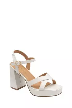 Босоножки на платформе с ремешками и эффектом крокодила Ravel, белый