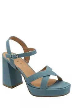 Босоножки на платформе с ремешками и эффектом крокодила Ravel, синий