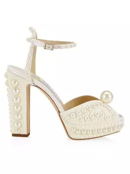 Босоножки на платформе с украшением Sacaria 120MM Jimmy Choo, белый