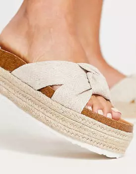 Босоножки на платформе с завязками ASOS DESIGN Wide Fit Teegan из натуральной ткани