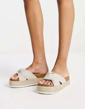 Босоножки на платформе с завязками ASOS DESIGN Teegan из натуральной ткани
